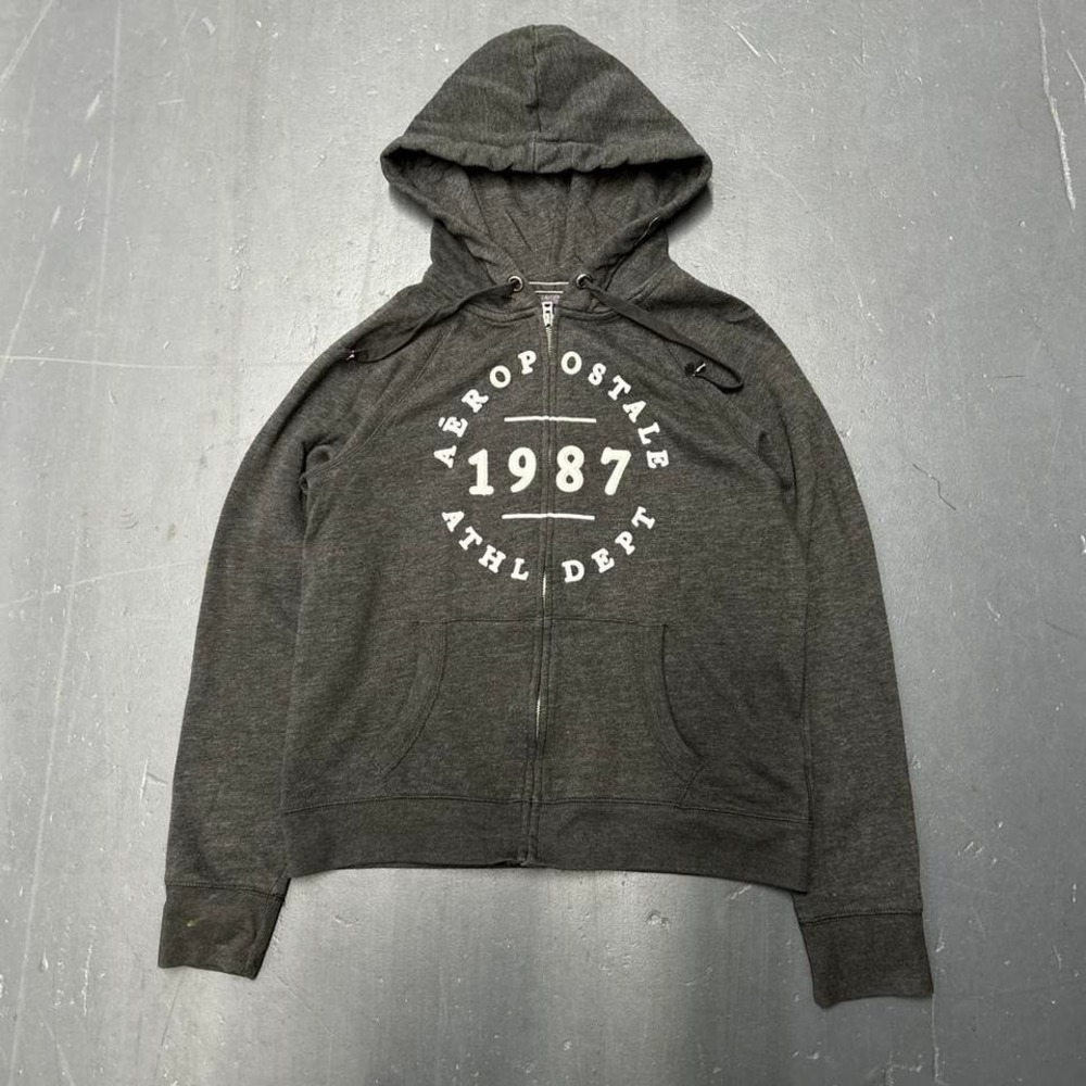 Women's Y2K Aeropostale grey zip up hoodie Size L